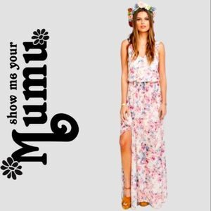 SHOW ME YOUR MUMU WEDDINGS KENDALL PEONY FLORAL MAXI DRESS SIDE SLIT MEDIUM